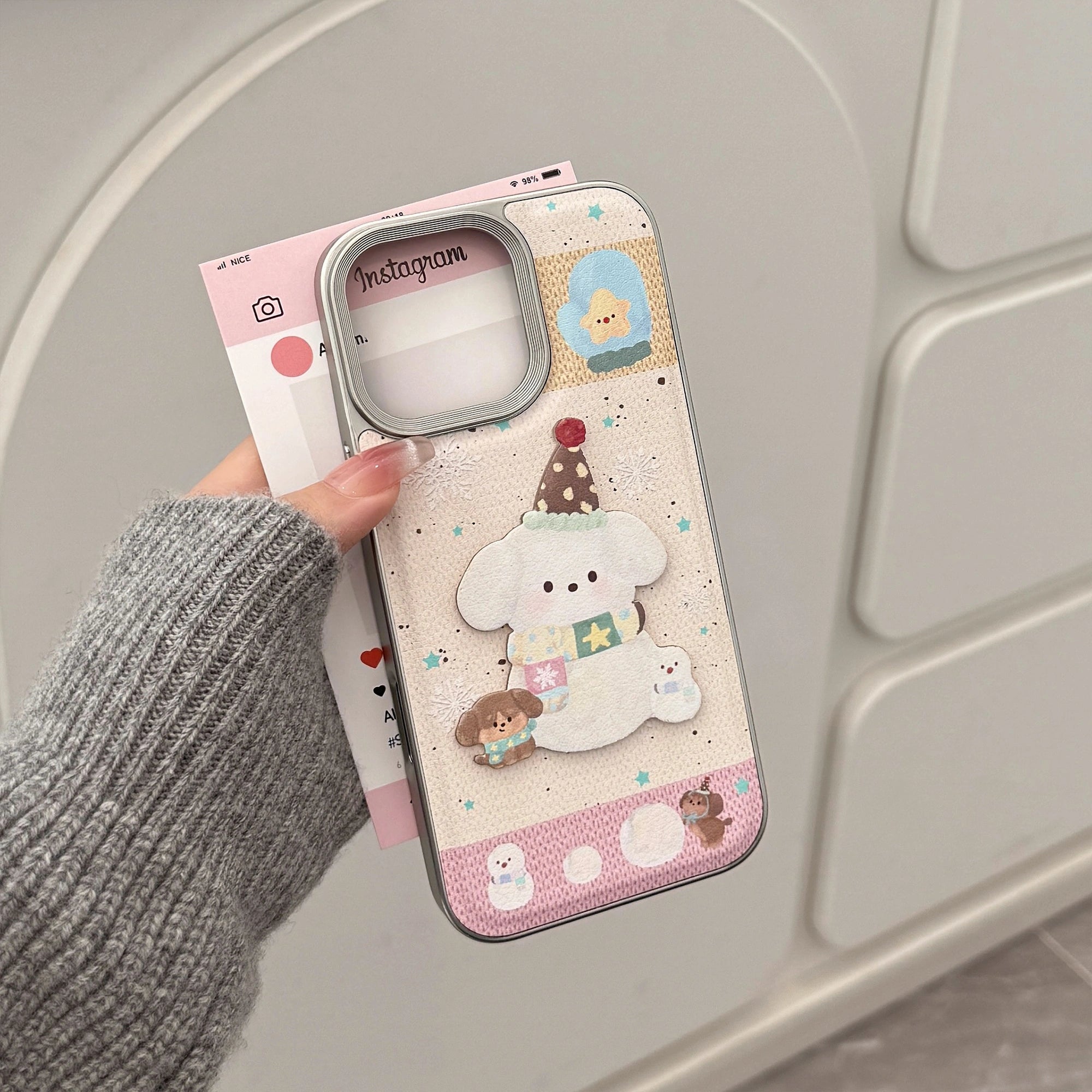 Pink Apricot Snowdog - iPhone Case